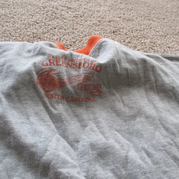 Harley Davidson Gray & Orange Shirt, Short Sleeved, Large, Greensboro NC - Picture 4 of 4